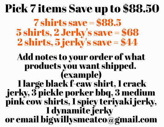 12 hour sale you pick 7 items for $69 save $88.50