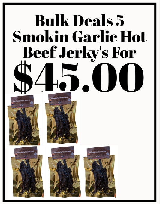 5 smokin garlic hot beef jerky bulk deal
