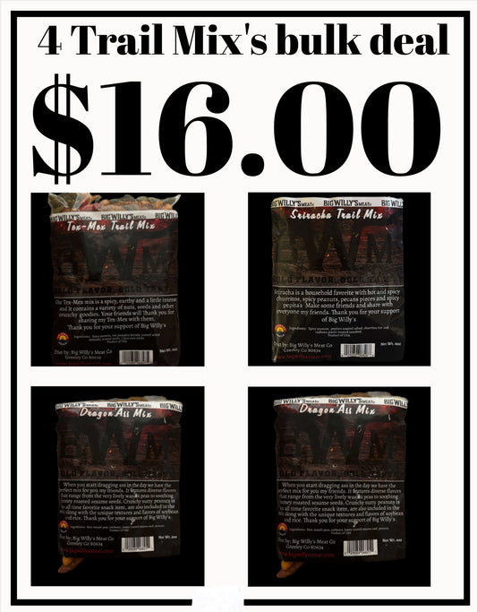 4 Trail Mix's Bulk Deal 2 Dragon, 1 Sriracha, 1 Tex Mex